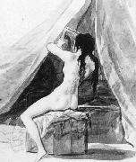 Nude Woman Holding a Mirror Francisco de goya y Lucientes
